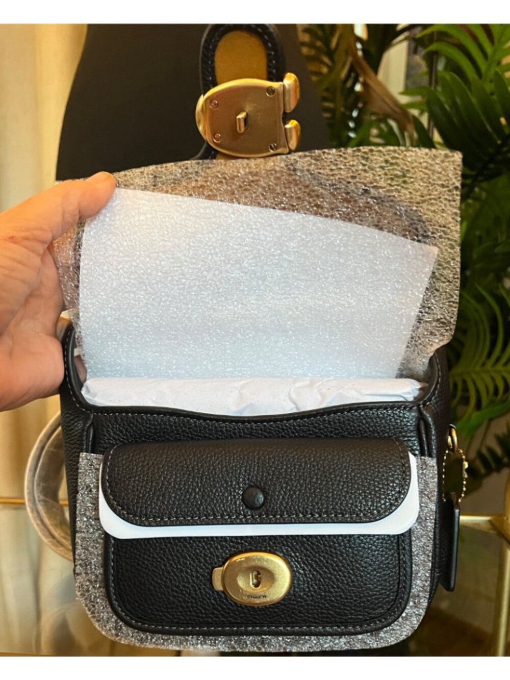 AUTHENTIC COACH BLACK LEATHER TABBY MESSENGER HANDBAG - NEW WITH TAGS - Picture 7 of 10